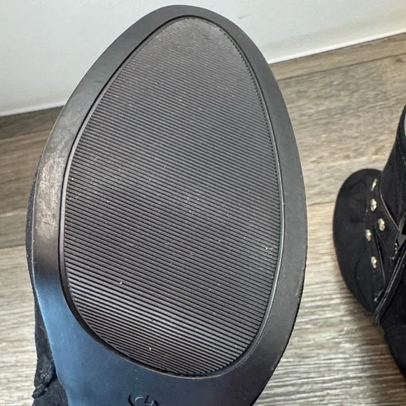 Guess Black Heeled Boots with Studded Straps woman’s 8.5 (j82) - Picture 9 of 10